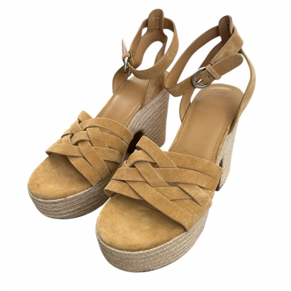 Marc Fisher Suede Braided‎ Platform Sandals - Tan